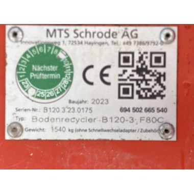 MTS-Bodenrecycler B120-3 F80C / SN.  B120.3.23.0175 inkl. OQ70/55