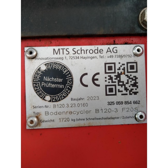 MTS Bodenrecycler B120-3-F20S / SN B120.3.23.0160 / Oil Quick OQ70/55